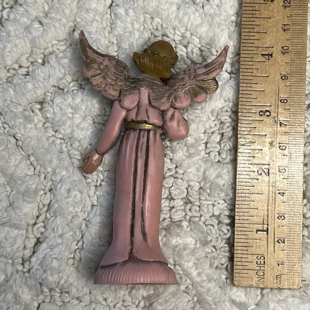 Vintage Manger Nativity Angel Figurine Pink ITALY Plastic Christmas Replacement